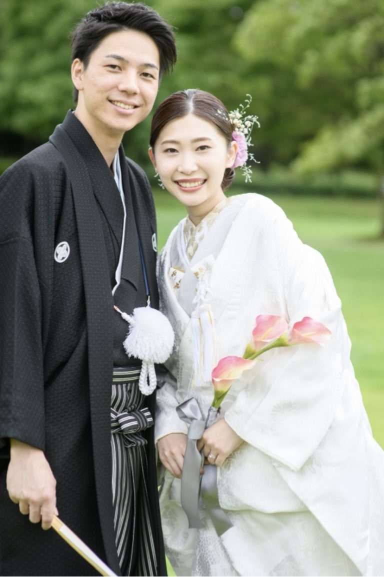 日本古来の花嫁衣裳 白無垢と上品な色掛下のコーディネート
