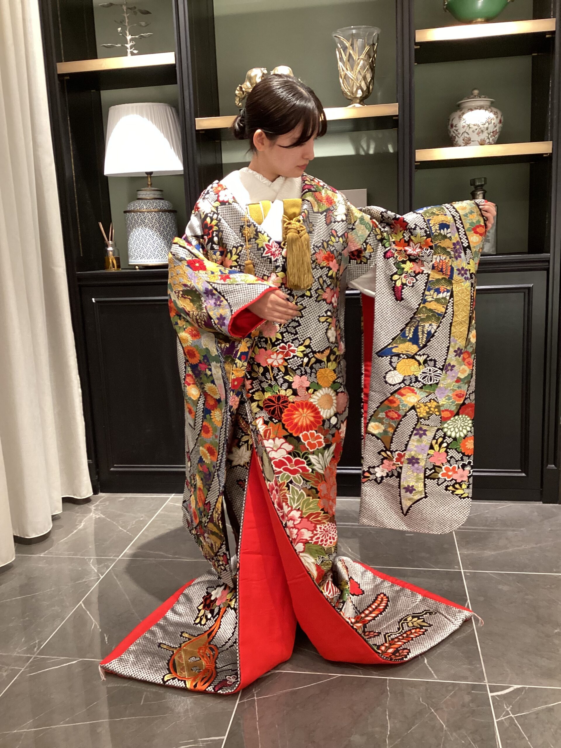 和装　和装コーディネート　疋田熨斗花車文　ひったのしはなぐるまもん　色打掛　Japanese wedding　KIMONO　JUNO　ジュノ