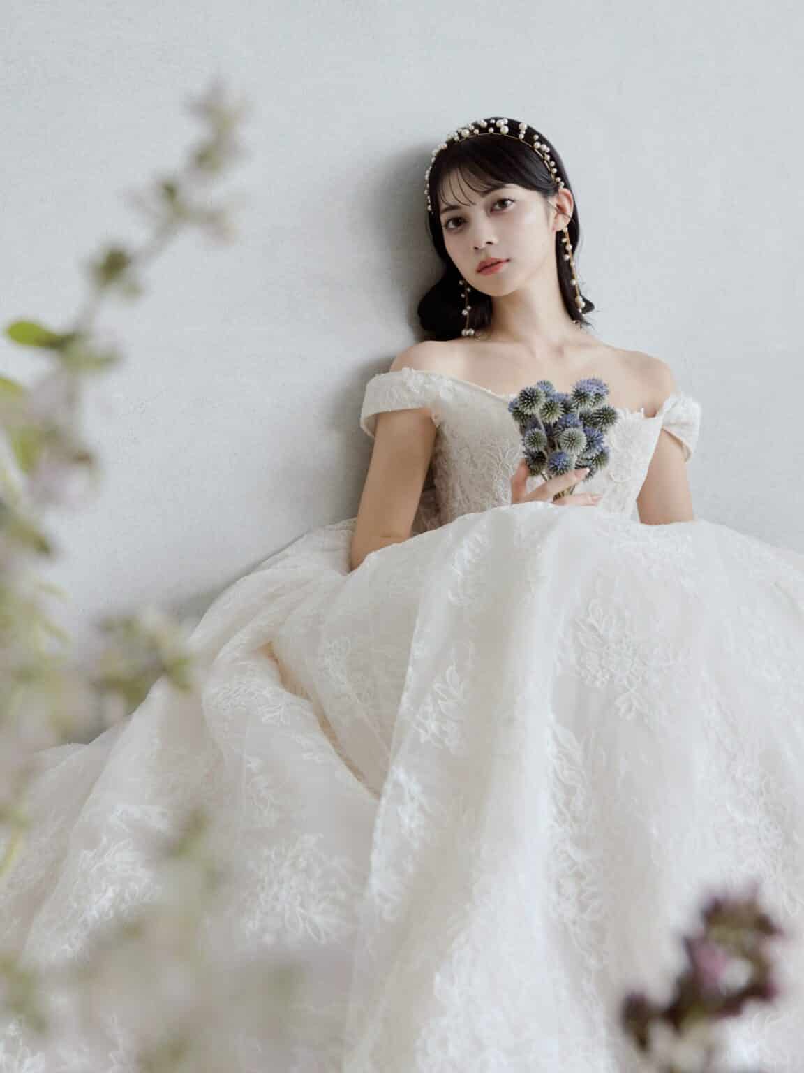 Belle INES DI SANTO イネスディサント ボールガウン 総レースドレス レースドレス ウェディングドレス wedding dress weddingdress JUNO ジュノ インポートドレス バスクウエスト ロマンティックドレス 結婚式 オフショルダー