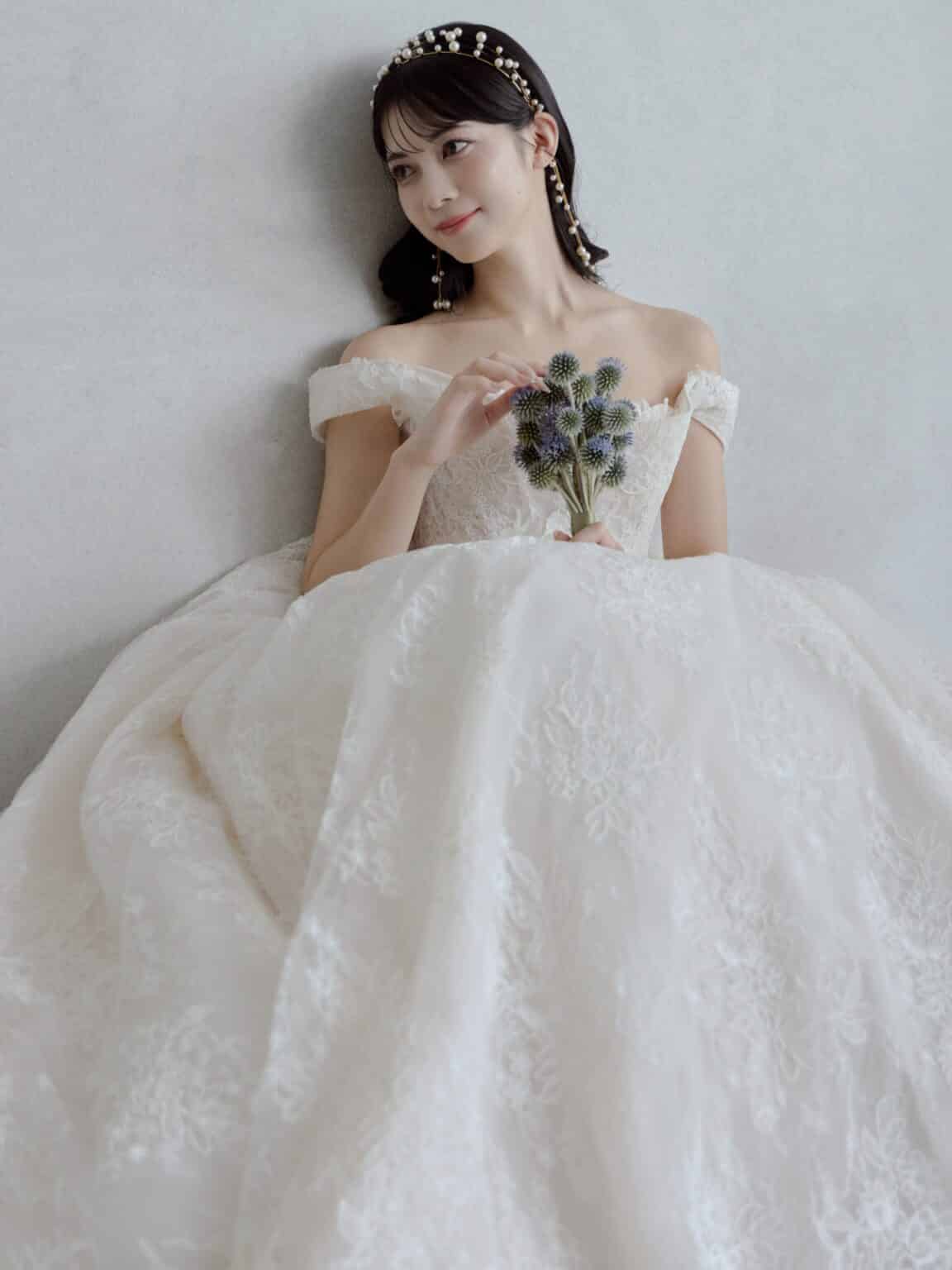 Belle INES DI SANTO イネスディサント ボールガウン 総レースドレス レースドレス ウェディングドレス wedding dress weddingdress JUNO ジュノ インポートドレス バスクウエスト ロマンティックドレス 結婚式 オフショルダー