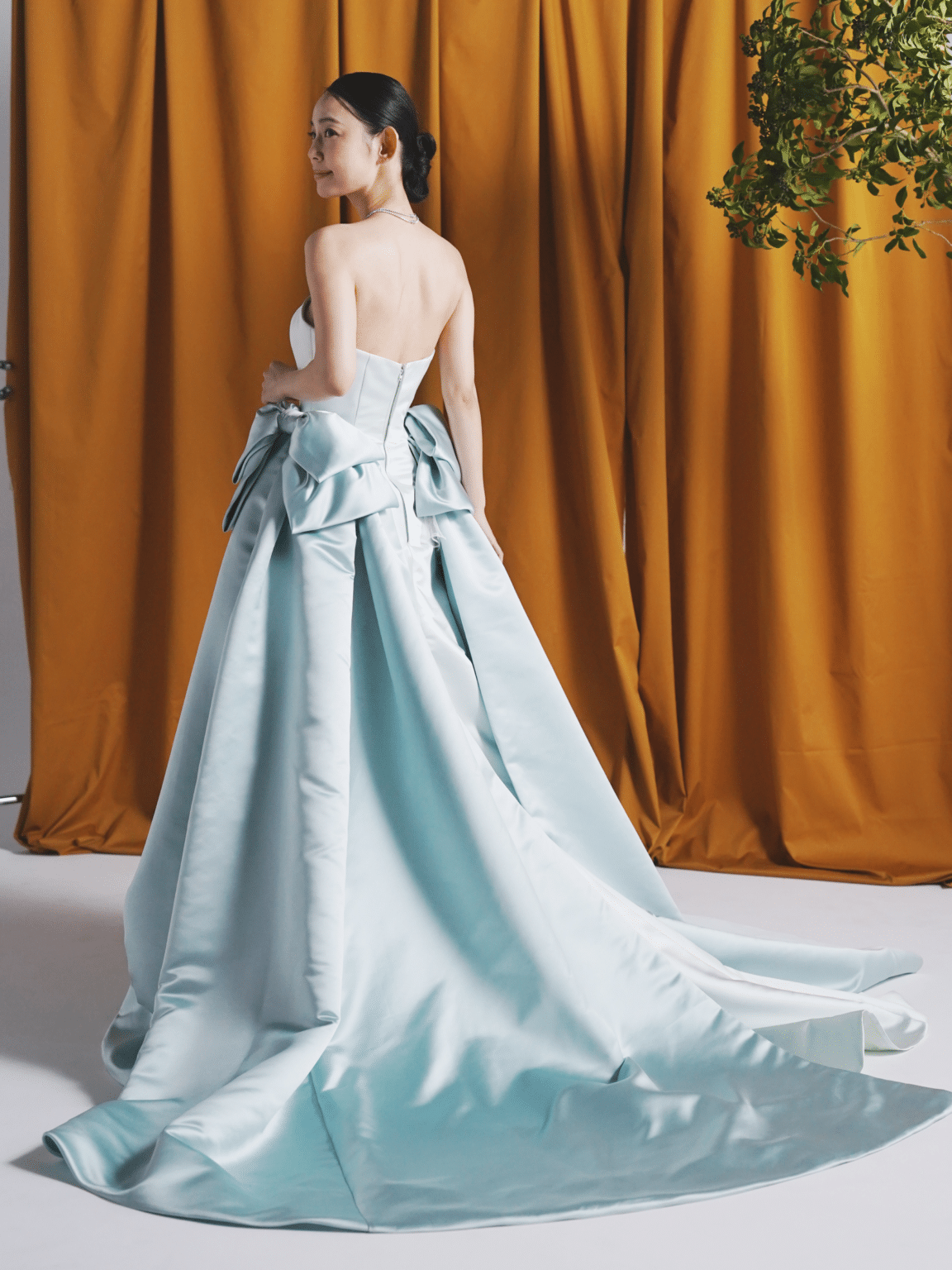 DRESS18 Leaf for Brides リーフフォーブライズ カラードレス ミントグリーン ペールブルー サテンドレス お色直し ドレス 結婚式 寒色系ドレス