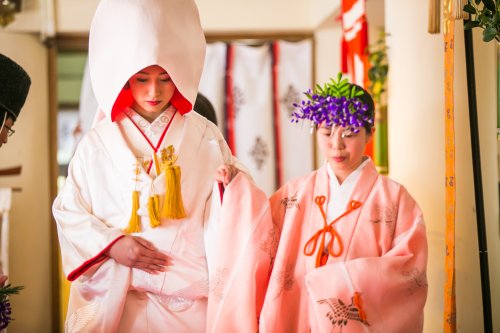 和装　和婚　神社挙式　神社式　熊本花嫁　熊本　色打掛　白無垢